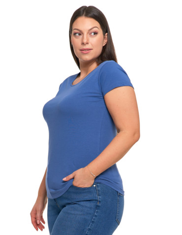 Koszulki i topy - T-shirt damski z okrągłym dekoltem plus size JEANS - produkt 3