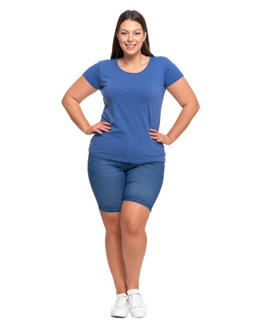Koszulki i topy - T-shirt damski z okrągłym dekoltem plus size JEANS - produkt 4