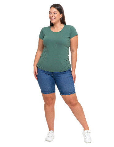 Koszulki i topy - T-shirt damski z okrągłym dekoltem plus size KHAKI - produkt 4