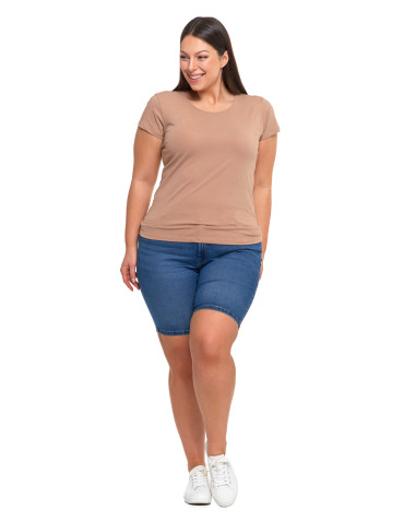 Koszulki i topy - T-shirt damski z okrągłym dekoltem plus size MOKKA - produkt 4