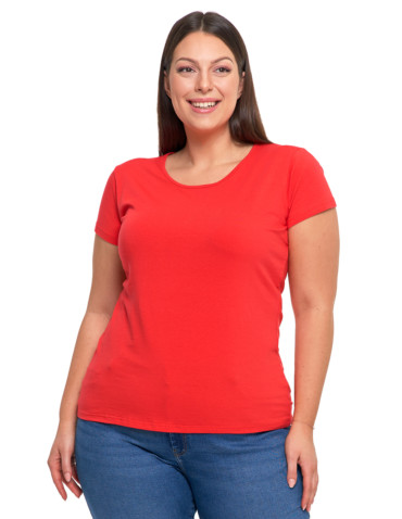 Koszulki i topy - T-shirt damski z okrągłym dekoltem plus size MALINOWY - produkt 1