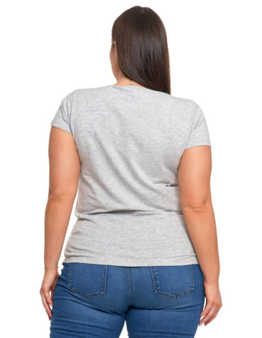 Koszulki i topy - T-shirt damski z okrągłym dekoltem plus size JASNY SZARY - produkt 2