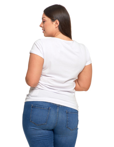 Koszulki i topy - T-shirt damski z okrągłym dekoltem plus size BIAŁY - produkt 2