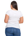 T-shirt damski bawełniany z dekoltem V Plus Size BIAŁY