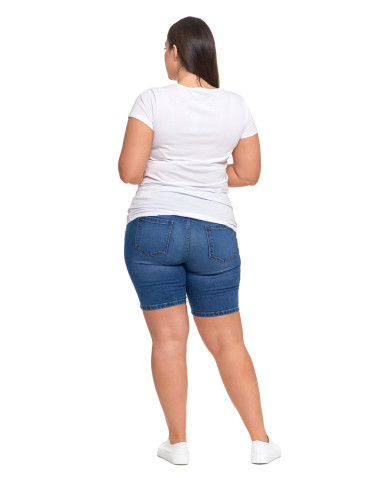 Koszulki i topy - T-shirt damski bawełniany z dekoltem V Plus Size BIAŁY - produkt 6