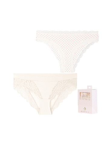 Figi - Majtki figi damskie bikini wykończone koronką 2-pak WIELOKOLOROWY - produkt 1