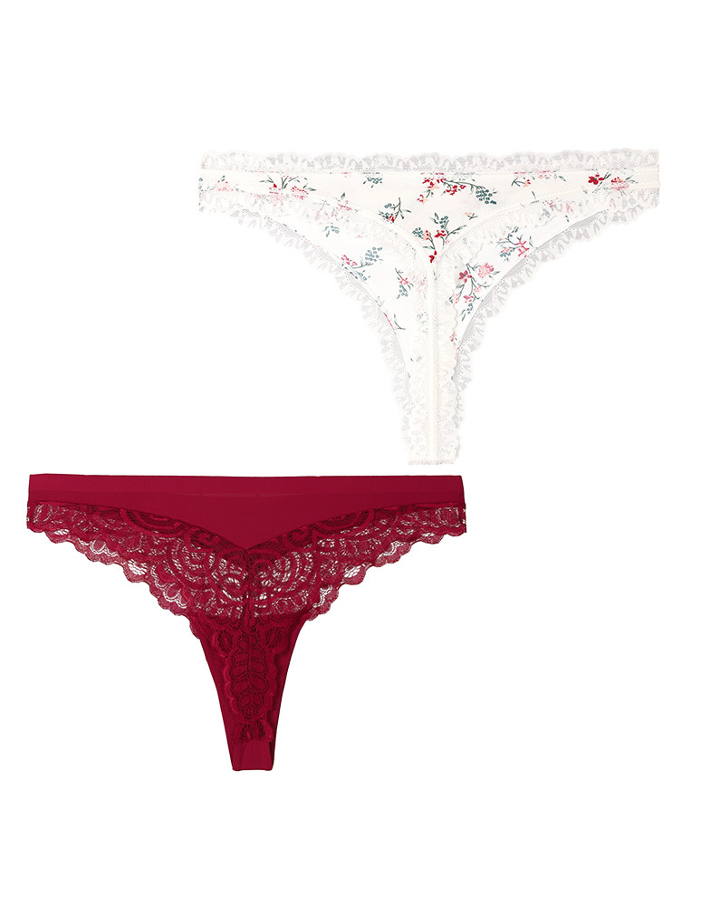 Stringi - Majtki stringi damskie z koronką eleganckie 2-pak WIELOKOLOROWY - produkt moraj.pl 17