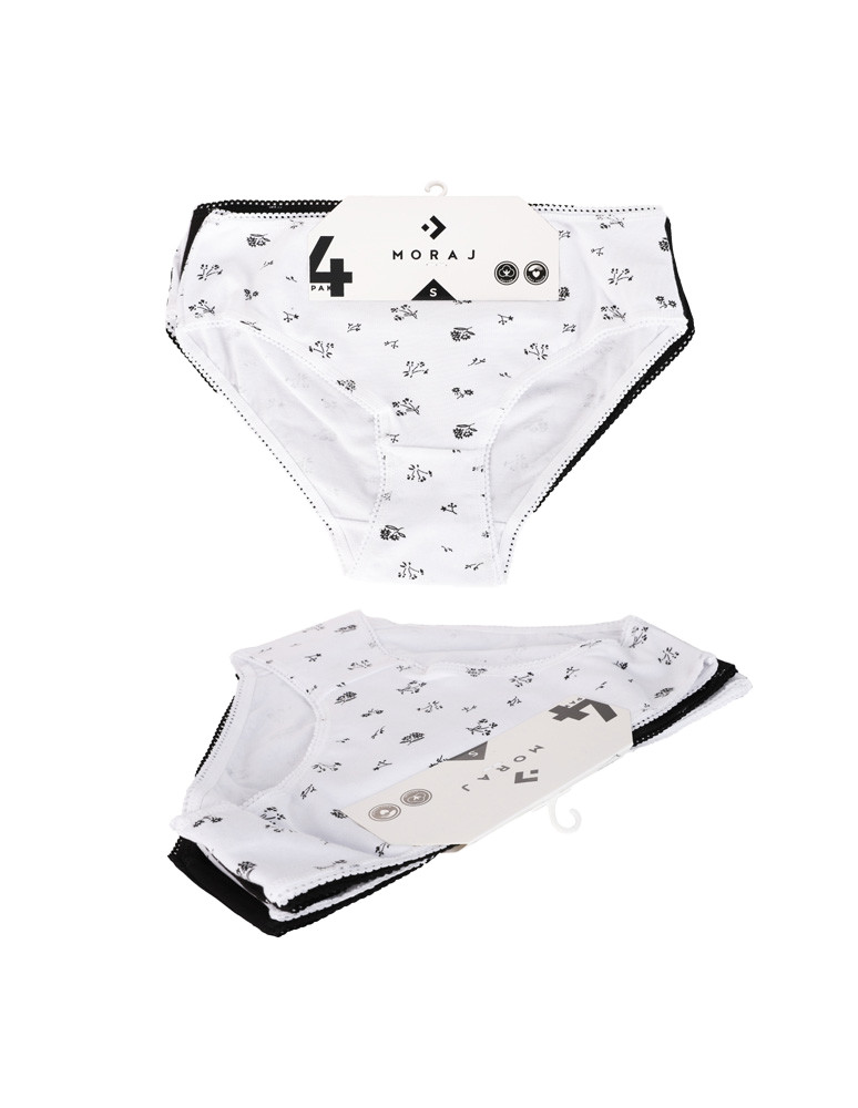 Figi - Figi damskie bikini bawełniane w drobne wzory 4-pak WIELOKOLOROWY - produkt moraj.pl 6