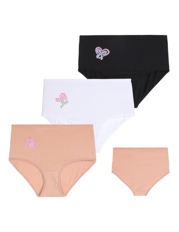 Figi - Majtki figi damskie z wysokim stanem Plus Size 3-pak WIELOKOLOROWY - produkt 1