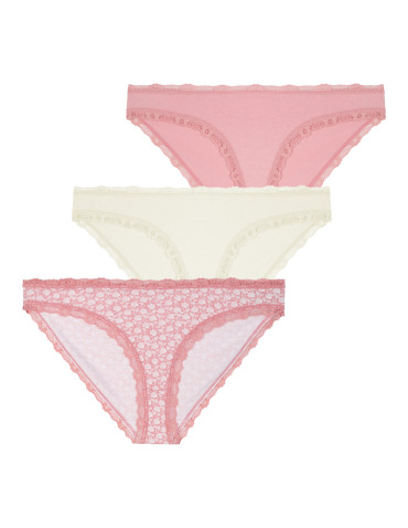 Figi - Majtki figi damskie mini bikini wykończone koronką 3-pak WIELOKOLOROWY - produkt 1