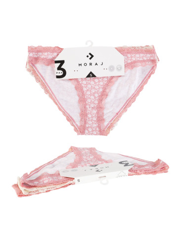 Figi - Majtki figi damskie mini bikini wykończone koronką 3-pak WIELOKOLOROWY - produkt 6