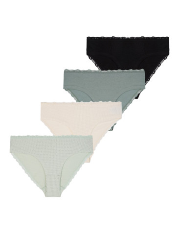 Figi - Majtki damskie figi bikini w kropki wykończone koronką 4-pak WIELOKOLOROWY - produkt 1