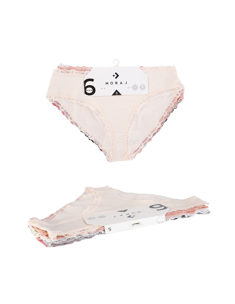 Figi - Majtki damskie figi bikini bawełniane z koronką 6-pak WIELOKOLOROWY - produkt moraj.pl 9