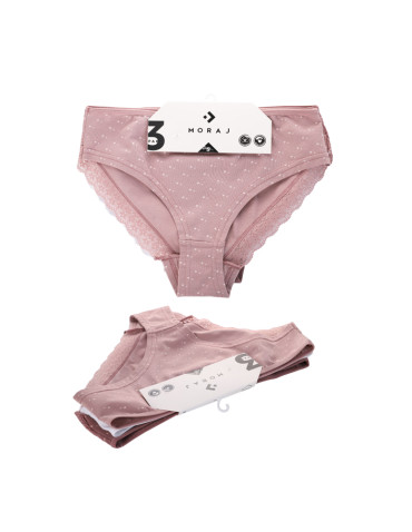 Figi - Majtki figi bikini damskie bawełniane z koronką 3-pak WIELOKOLOROWY - produkt 6