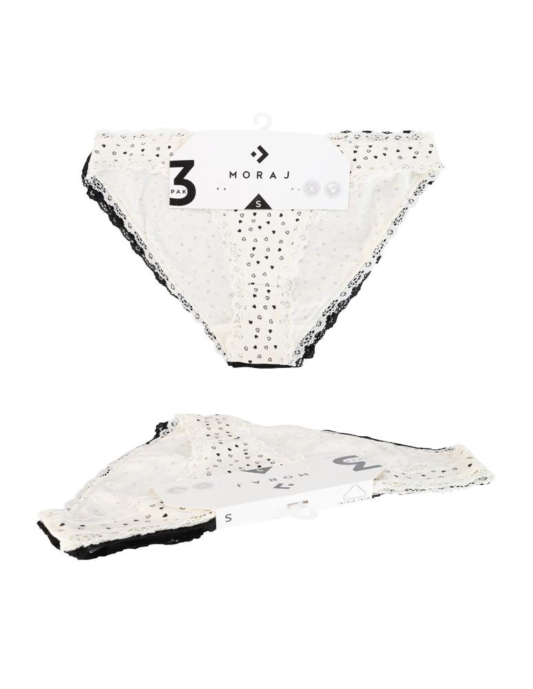 Figi - Majtki damskie figi mini bikini w serduszka z koronką 3-pak WIELOKOLOROWY - produkt moraj.pl 6