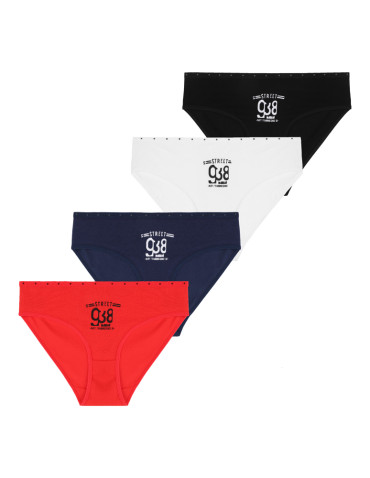 Figi - Majtki figi damskie bikini bawełniane z nadrukiem 4-pak WIELOKOLOROWY - produkt 1