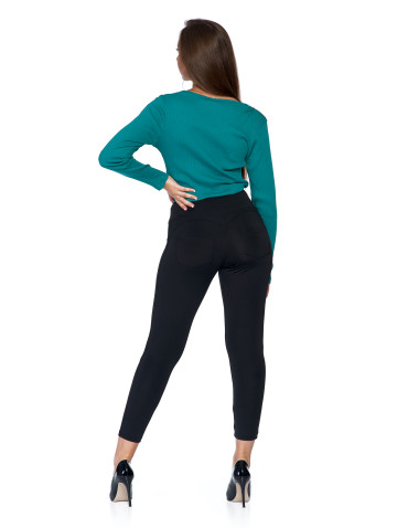 Legginsy - Legginsy damskie z ozdobnym zamkiem z boku CZARNY - produkt 2