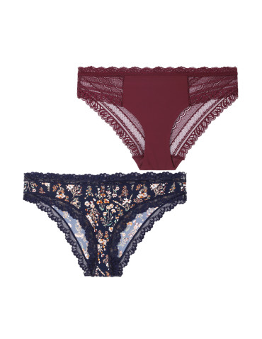 Figi - Majtki figi damskie z koronką eleganckie 2-pak WIELOKOLOROWY - produkt 3