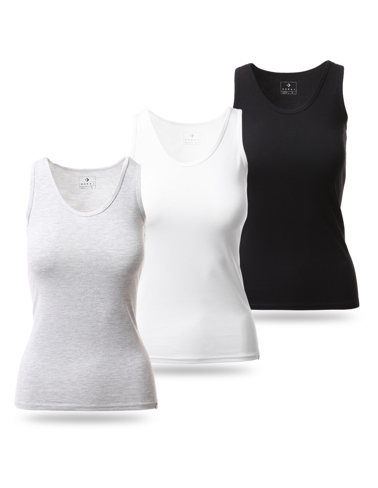 Koszulki i topy - Koszulka damska bawełniana tank-top na ramiączkach 3-pak WIELOKOLOROWY - produkt moraj.pl 1