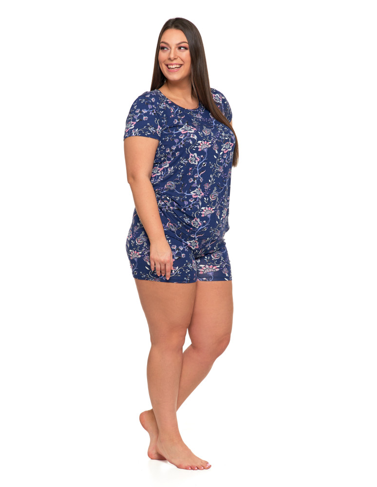 Krótki rękaw - Piżama damska dwuczęściowa wiskozowa krótki rękaw Plus Size WZÓR 1 - produkt moraj.pl 3