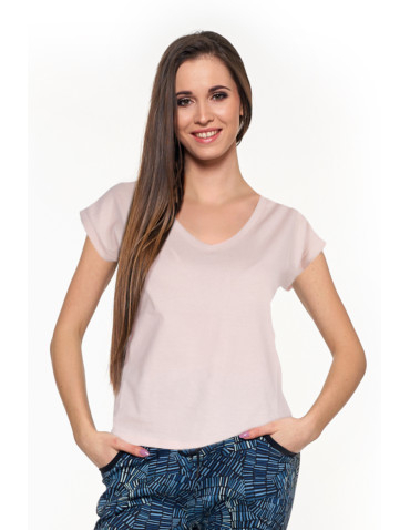 Koszulki i topy - T-shirt damski z dekoltem w serek GRANATOWY - produkt 6