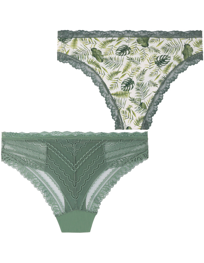 Figi - Majtki figi damskie eleganckie koronkowe wykończenie 2-pak WIELOKOLOROWY - produkt moraj.pl 3