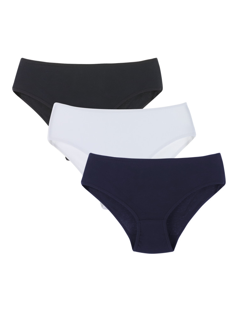Figi - Majtki figi bikini damskie bawełniane 3-pak WIELOKOLOROWY - produkt moraj.pl 1