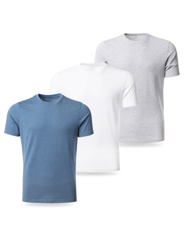 Koszulki, topy, koszule - Koszulka męska bawełniana T-shirt z okrągłym dekoltem 3-pak WZÓR 3 - produkt 2