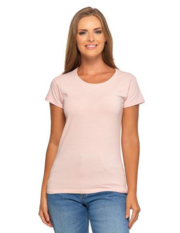 Koszulki i topy - T-shirt damski bawełniany z krótkim rękawkiem jednokolorowy RÓŻOWY - produkt 2