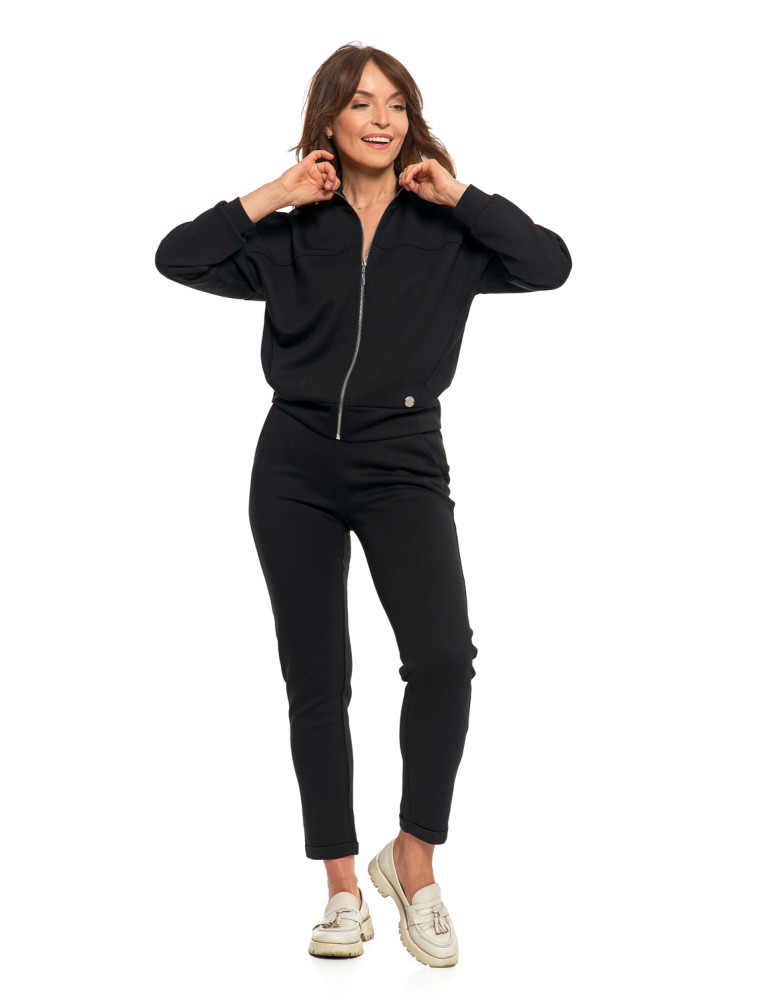 Spodnie - Damskie spodnie dresowe rurki eleganckie z kieszeniami CZARNY - produkt moraj.pl 1