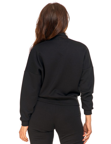 Bluzy - Bluza damska rozpinana ze stójką CZARNY - produkt 2