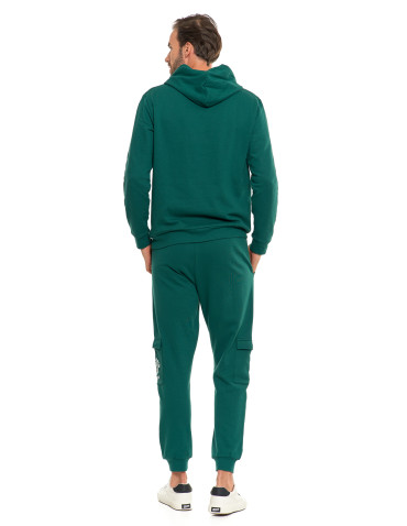 Bluzy - Męska bluza dresowa z kapturem i nadrukiem ZIELONY - produkt 4