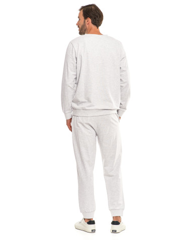 Bluzy - Męska bluza bez kaptura z minimalistycznym nadrukiem SZARY - produkt 3