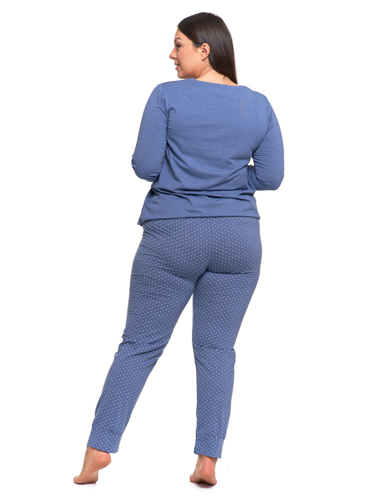 Długi rękaw - Damska piżama Plus Size z długim rękawem i wiązaną bluzką JEANS - produkt moraj.pl 4