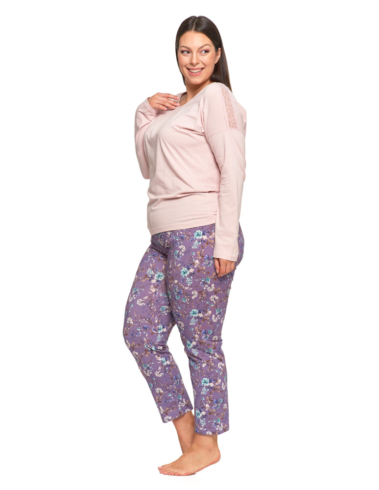 Długi rękaw - Damska piżama Plus Size długa z koronkowymi detalami GRAFIT - produkt moraj.pl 4