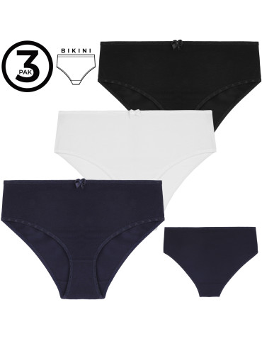 Figi - Majtki figi bikini damskie bawełniane klasyczne 3-pak WIELOKOLOROWY - produkt 11