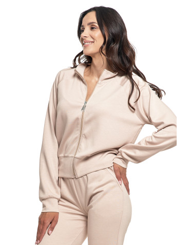 Bluzy - Damska bluza rozpinana ze stójką KREMOWY - produkt 5