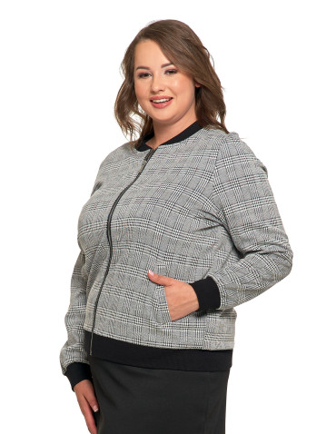 Bluzy - Bluza damska bomberka na zamek wzór w kratkę z kieszeniami WZÓR 1 - produkt 9