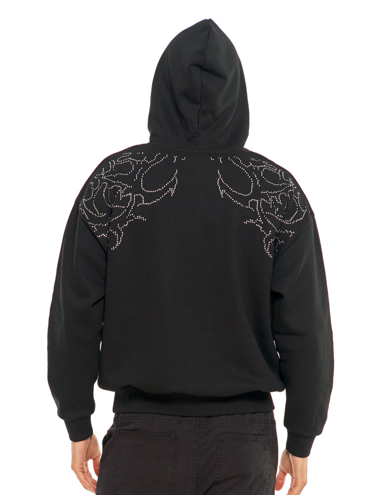Bluzy - Bluza unisex z kapturem i cyrkoniami ocieplana CZARNY - produkt moraj.pl 8