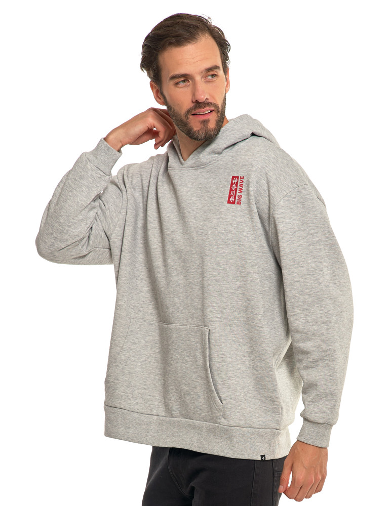 Bluzy - Bluza unisex z kapturem z japońskim motywem fali SZARY - produkt moraj.pl 8