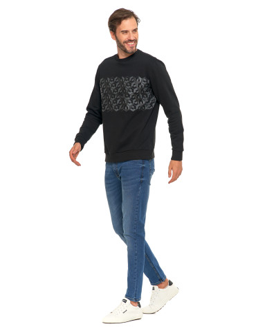 Bluzy - Męska bluza bawełniana z nadrukiem bez kaptura CZARNY - produkt 9