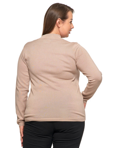 T-shirty i podkoszulki - Damski sweter półgolf z długim rękawem z wiskozą BEŻOWY - produkt 2