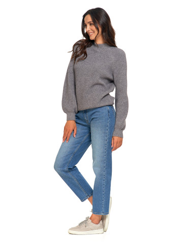 Swetry - Sweter damski z miękkiej dzianiny o luźnym kroju SZARY - produkt 7