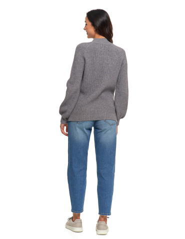 Swetry - Sweter damski z miękkiej dzianiny o luźnym kroju SZARY - produkt 8