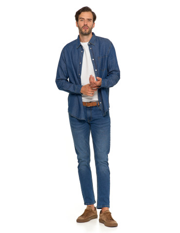 Koszulki, topy, koszule - Klasyczna męska koszula jeansowa JEANS - produkt 2