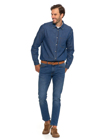 Koszulki, topy, koszule - Klasyczna męska koszula jeansowa JEANS - produkt 6