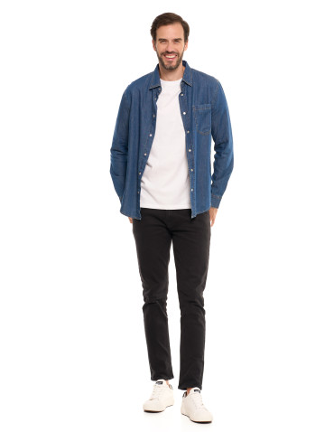 Koszulki, topy, koszule - Klasyczna męska koszula jeansowa JEANS - produkt 9