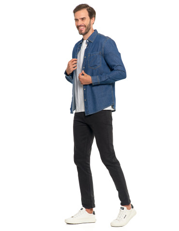 Koszulki, topy, koszule - Klasyczna męska koszula jeansowa JEANS - produkt 11