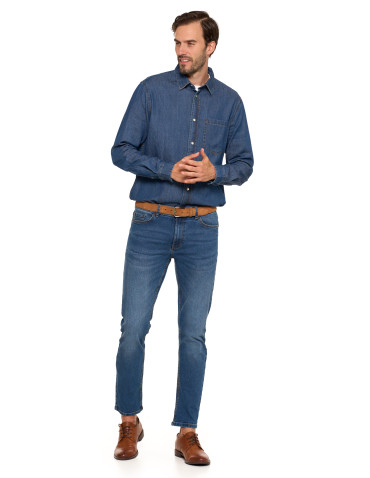 Spodnie - Spodnie jeansowe męskie stylowe GRANATOWY - produkt 8