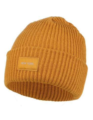 Czapki - Czapka damska typu beanie z naszywką new york ŻÓŁTY - produkt 1